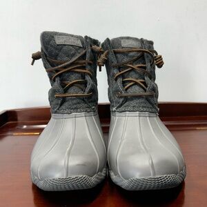 SPERRY Saltwater Grey Rubber 10 M Women Duck Rain Boots